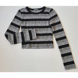Zara Cropped Long Sleeve Top Black Gray Small